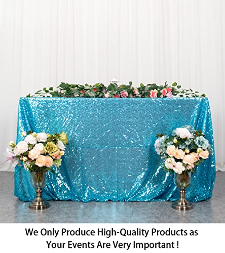 image for ShinyBeauty 48x72Inch Sequin Tablecloth Rectangle Turquoise Holiday Ta