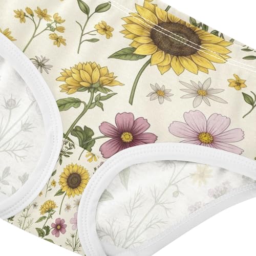 Vintage Botanical Wildflowers Toddler Girl Undies, Cotton Girls Underwear, 2T–8 Years 5