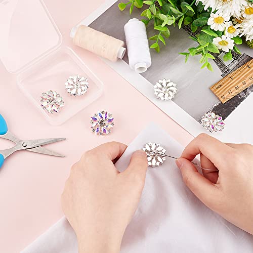 FINGERINSPIRE 6PCS 26.5MM Flower Brass Rhinestone Shank Buttons Crystal AB Color Sew On Buttons with 1-Hole and Flat Back - Image 3
