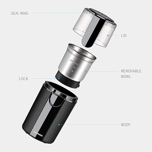 Miniatura 4 de Shardor Molinillo eléctrico para café, Molinillo eléctrico de granos de café, Molinillo para hierbas, nueces y granos con 1 cuenco extraíble