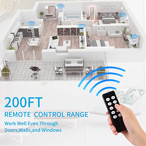 Sonsonai Wireless Remote Control Outlet Plug, Remote Light Switch Kit For Lights, Fans, Small Appliance, Long Range White (5 Outlets + 2 Remotes) 1800W/15A #TOP2