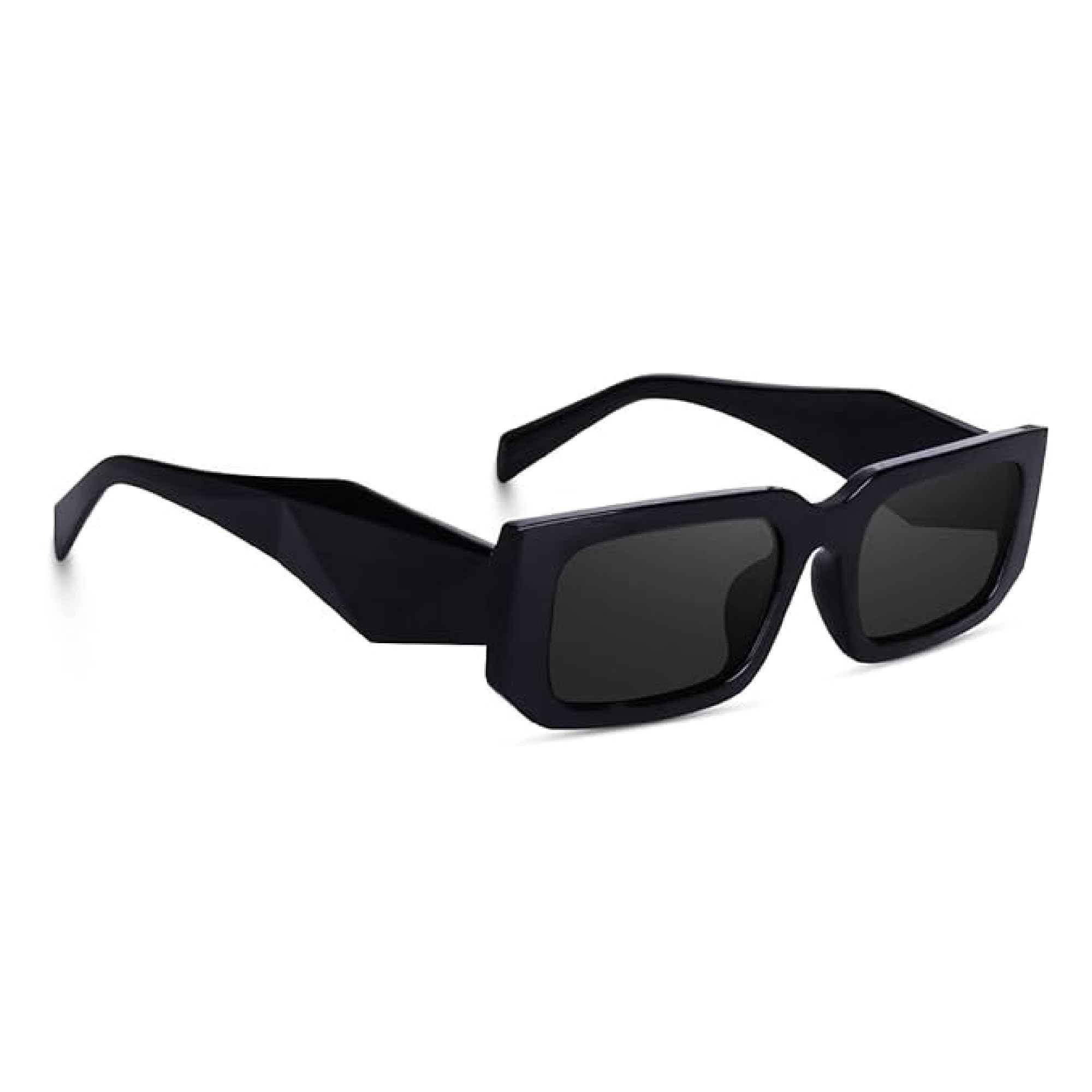 Trendy Rectangle Sunglasses For Women Men Retro 90S Oval Rectangular Sunglasses Square Black - White Shades Black, Uv ProtectedJL 9280 PRADA 4SD BOXx_BZ-image-19