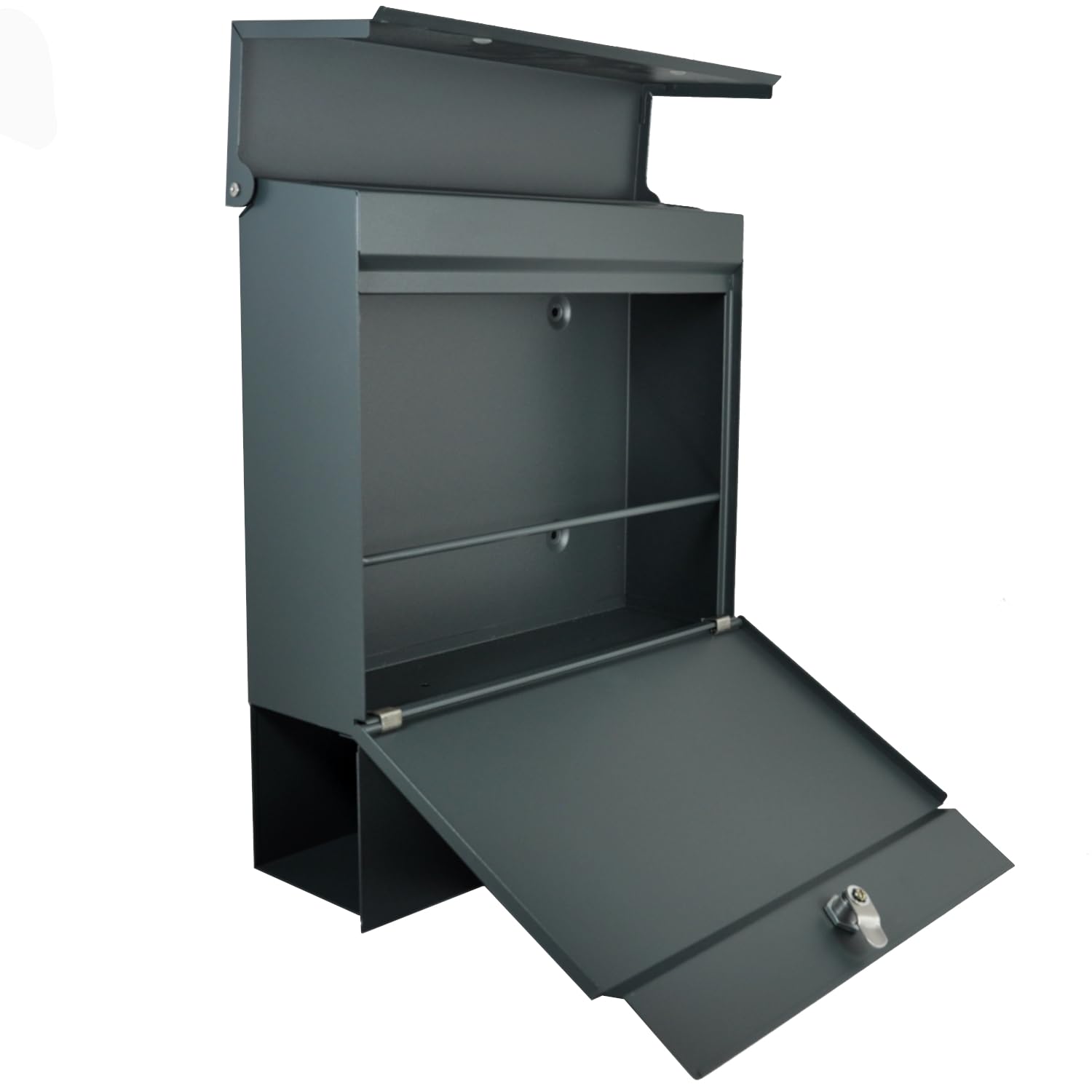 Buzón de pared de diseño con compartimento para periódicos Gris antracita mate RAL 7016 Adecuado para A4/C4
