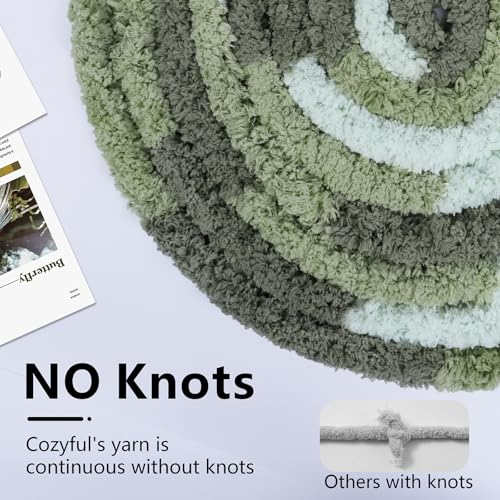 Image of Cozyful Chunky Yarn for Hand Knitting - #10 Chunky Chenille Blanket Yarn, Jumbo Big Thick Chunky Yarns for Crocheting, Tie Dye Bulky Knit Yarns, 8 Skein (20 yds 8 oz Each Skein), Forest & Sage & Mint