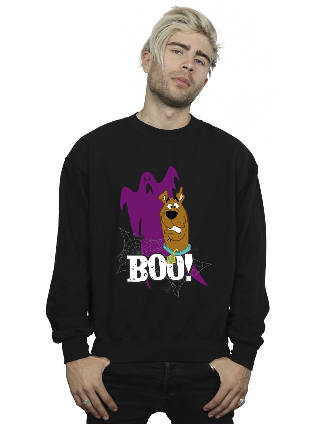 Absolute Cult Men's Black Scooby Doo Boo Ghost Sweatshirt XXXX-Large