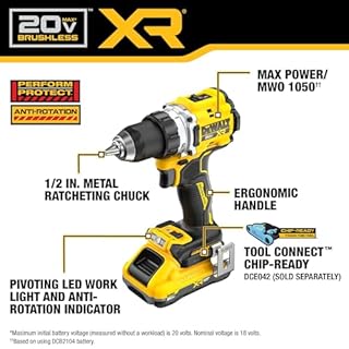 DEWALT 20V MAX XR Brushless Cordless 1/2 in. Drill Driver Kit With DEWALT POWERPACK Batteries and Charger (DCD801QQ2)