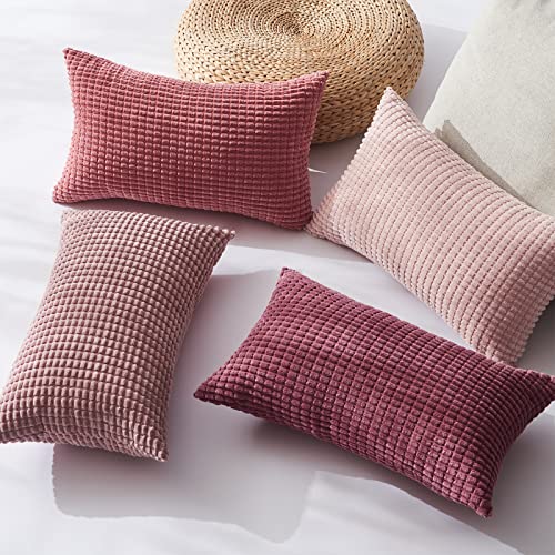 Topfinel Kissenbezug 30x50 cm Rosa 4er Set Cord körnig Kissenbezüge Kissenhülle Dekokissenbezug Sofakissen Dekokissen deko für Sofa… – Ansicht 3