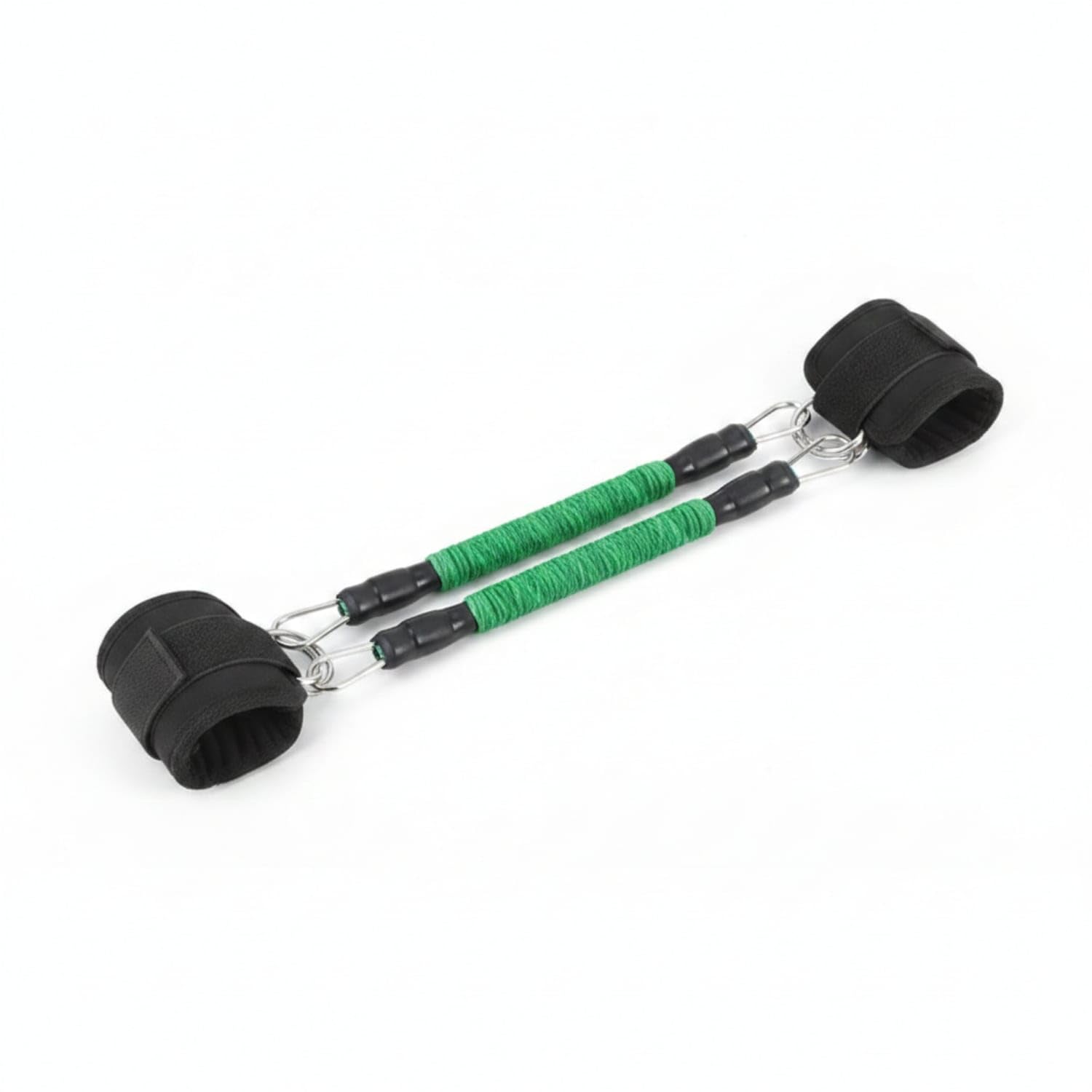 Multifunctional Dual Cord Resistance Rope Metal Hooks Chest Expander Woven Cover Ankle Strap Exercise Equipment Reinforced for Home Exercise, Green 20 LB-picture-37