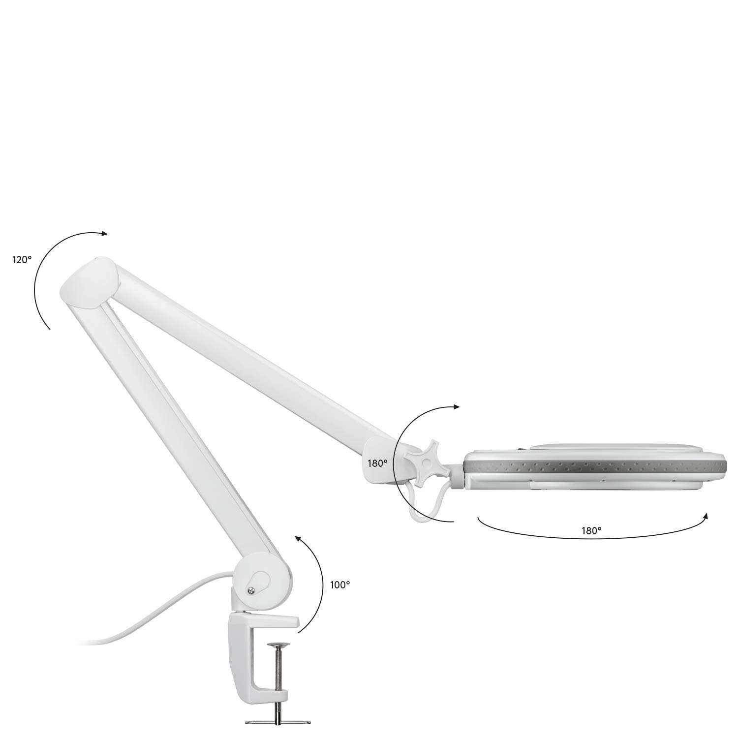 Goobay 45268 Lampada a LED con Lente D'Ingrandimento con Morsetto, 127 mm Lente di Cristallo, 7, 5 W