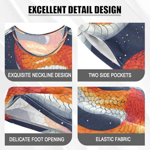 Pajama Sets Short Sleeve Watercolor Orange Snake Pattern Soft Cotton Summer Sleepwear 2 Piece PJS Size 5-14T3