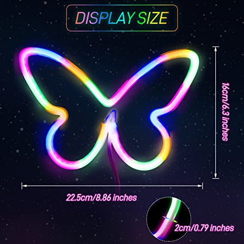 Image of Riakrum 2 Pcs Butterfly Neon Signs LED Lights Decor,Pink, Colorful