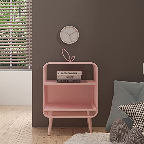 Table de chevet rose compacte à double tiroir pour petit meuble de rangement - 8