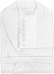 Roupão Piquet Buettner Renascença Renda Cristal Bordada - 100% Algodão - Laise Unissex Feminino Masculino