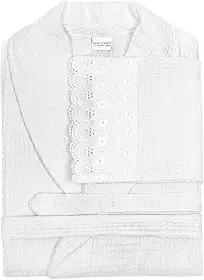 Roupão Piquet Buettner Renascença Renda Cristal Bordada - 100% Algodão - Laise Unissex Feminino Masculino