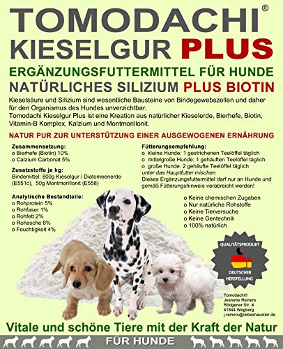 Kieselerde Silizium Plus Biotin Hund Ergänzungsfuttermittel BARF Zusatz natürlicher Futterzusatz für eine ausgewogene Ernährung des Hundes reich an Silizium Biotin Calzium Mineralien 1L Eimer