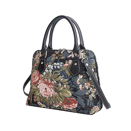 Signare Fashion Canvas/Tapestry Convertible/Shoulder/Hand Bag in Floral Peony Design2
