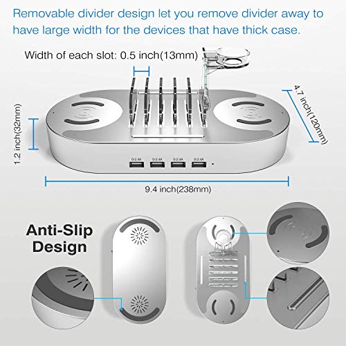 MSTJRY Pull Up Bar, Wireless Charging USB Charger Station Dock, Silver (DGOQ0018) - Thumbnail 5