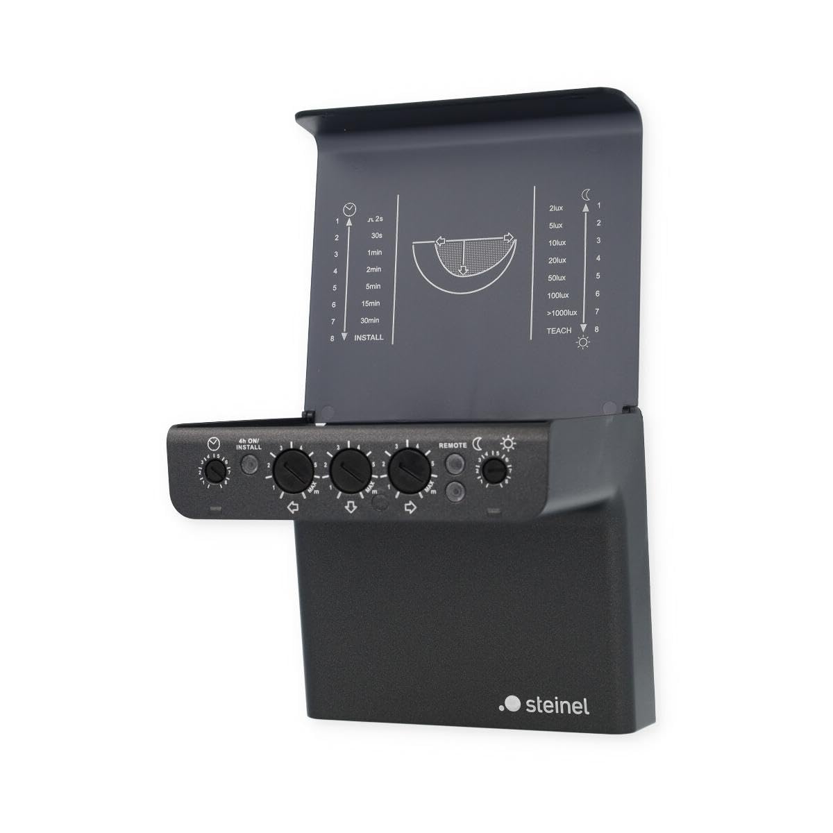 Steinel Detector de Movimiento iHF 3D Antracita, Sensor de Movimiento de 160°, Rango de 1-5 m, Ajustable en 3 Zonas Mediante Bluetooth