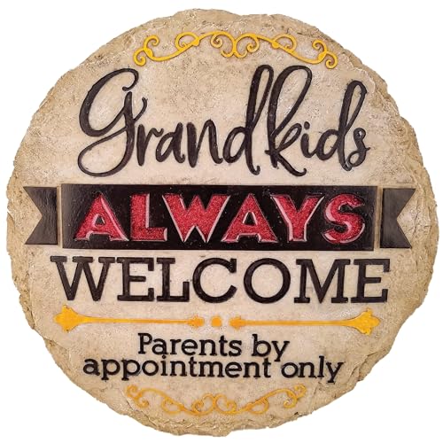 Spoontiques - Garden Décor - Grandkids Welcome Stepping Stone - Decorative Stone for Garden