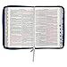 KJV Holy Bible, Thinline Large Print Faux Leather Red Letter Edition Thumb Index Ribbon Marker, King James Version, Blue Printed Floral, Zipper Closure (KJV Thinline LP Editions)