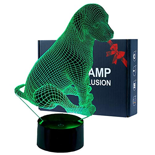 Unitake 3D Animal Illusion Kids Night Lamp for Bedroom Girls Boys Dog,Acrylic