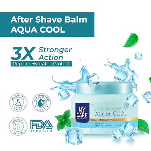 Image of MY CARE PROFESSIONALS Post Shave Balm| Cooling skin repair balm for men | Alcohol-Free| Razor Burn Relief, Repairs Micro-Cuts & Reduces Redness | 24H Moisturizing Hydration |200 ml Aqua