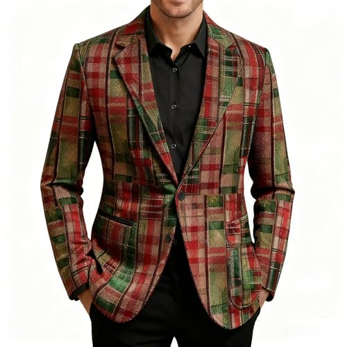 Christmas Suit for Men Ugly Xmas Blazer Vintage Holiday Corduroy Jacket Fashion Casual Sport Coat Winter Colthes Coffee 4XL