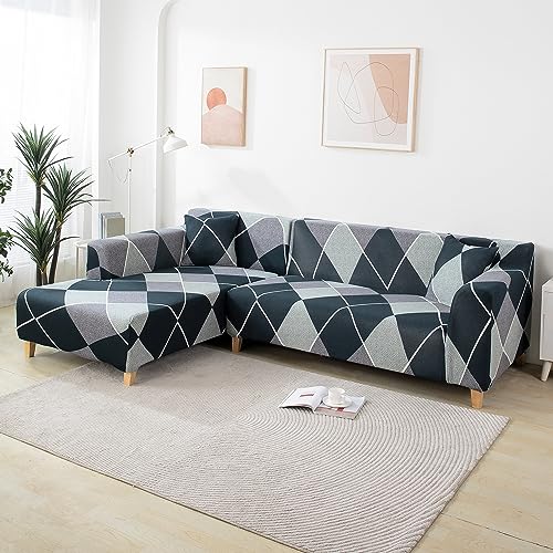Image of HOKIPO Polyester Stretchable Cushion Cover for Sofa 16x16, Pack of 2 (AR-4098-D15*2), 40 x 0.5 cm, Blue