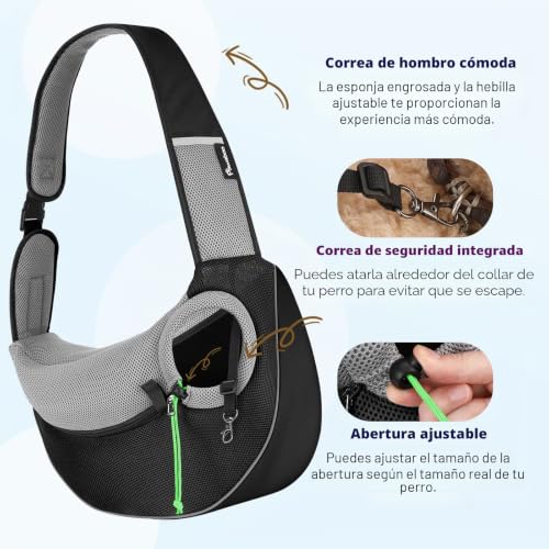 Bolso bandolera para perros y bolsa de mensajero transpirable Pawaboo L 7