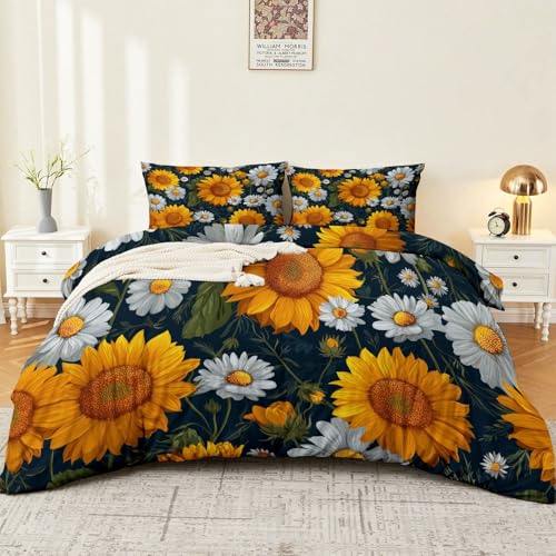 Housse de couette tournesols pour illuminer votre chambre à coucher moderne - 2