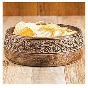 ZYNTIX Wood Serving Snacks Bowl/Salad Bowl Mango Wood with Hand Carved for Breakfast Snacks Soup Serve-Ware Salad Bowls for Home Kitchen | Salad Bowl for Home