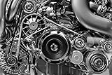 Car Engine in Monochrome Black and White Photo Photograph Cool Wall Art Print Poster 36x24