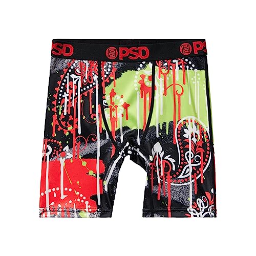 PSD Youth Boy's Underwear - Paisley Drip Youth Boxer Briefs with Fun Print Designs - Comfortable Boxers for Boys, Large