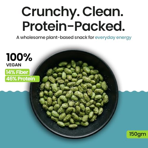 Image of Go Vegan Roasted Salted Edamame, 150gm (46% Protein, 17% Fiber, Lightly Salted Young Green Soybeans | 100% Veg Protein Rich Snacks)