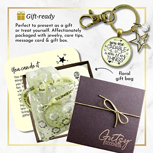 Gutsy Goodness You Are Capable Of Amazing Things Keychain Positive Message Boho Style Inspirational Women'S Jewelry Key Ring thumb #7