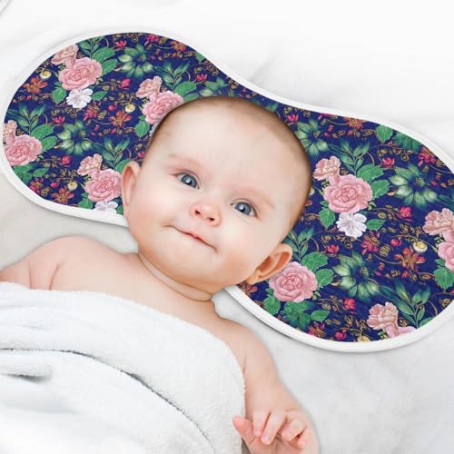 J JOYSAY Rose Blossom Indigo Baby Burp Cloths for Boys Girls Large 22''x11'' Cotton 4 Layer Baby Washcloth for Drool Newborn one sizex44