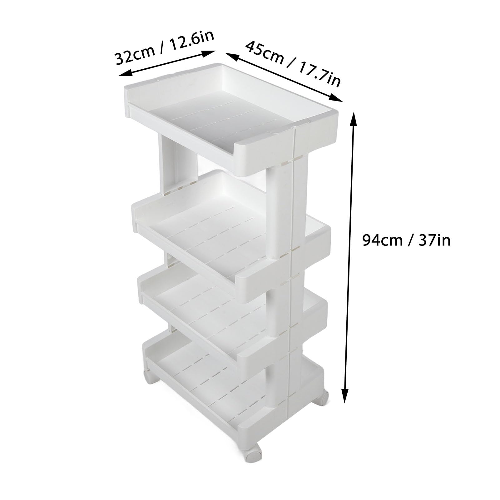 Carrello per Salone con Ruote Girevoli e Design Scavato per Riporre Saloni e Negozi di Tatuaggi Realizzato in Materiale PP Ecologico Dimensioni 45 X 32 X 94 Cm