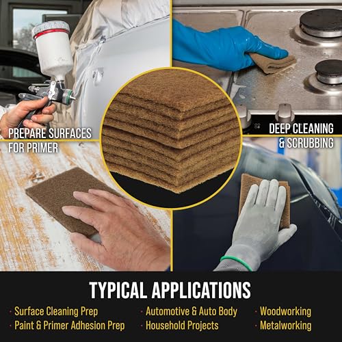 Image of Dura-Gold Premium 6 inch x 9 inch Gold Coarse Scuff Pads, Box of 10 - Scuffing, Scouring, Sanding, Paint Primer Prep Adhesion Scratch - Surface Preparation For Automotive Car Auto Body Repair Woodworking Wood