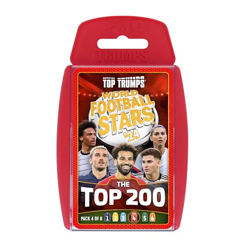 Top Trumps World Football Stars Top 200 Card Game Pack 4, Play with Salah, Mahrez, Dias and Darwin Nunez, educational gift for ages 6 plus