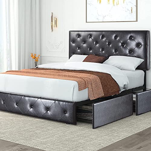 Buy HOOMIC Platform Bed Frame with 4 Storage Drawers and Adjustable