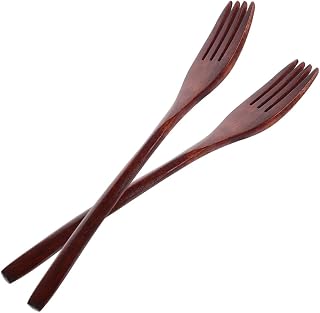 Ciieeo 2 Piezas Tenedor Para Ensalada Ensalada Horquillas Servidores De Ensaladas De Madera Tenedor Largo Tenedores De Espagueti Utensilios Para Servir Ensaladas Madera Marrón