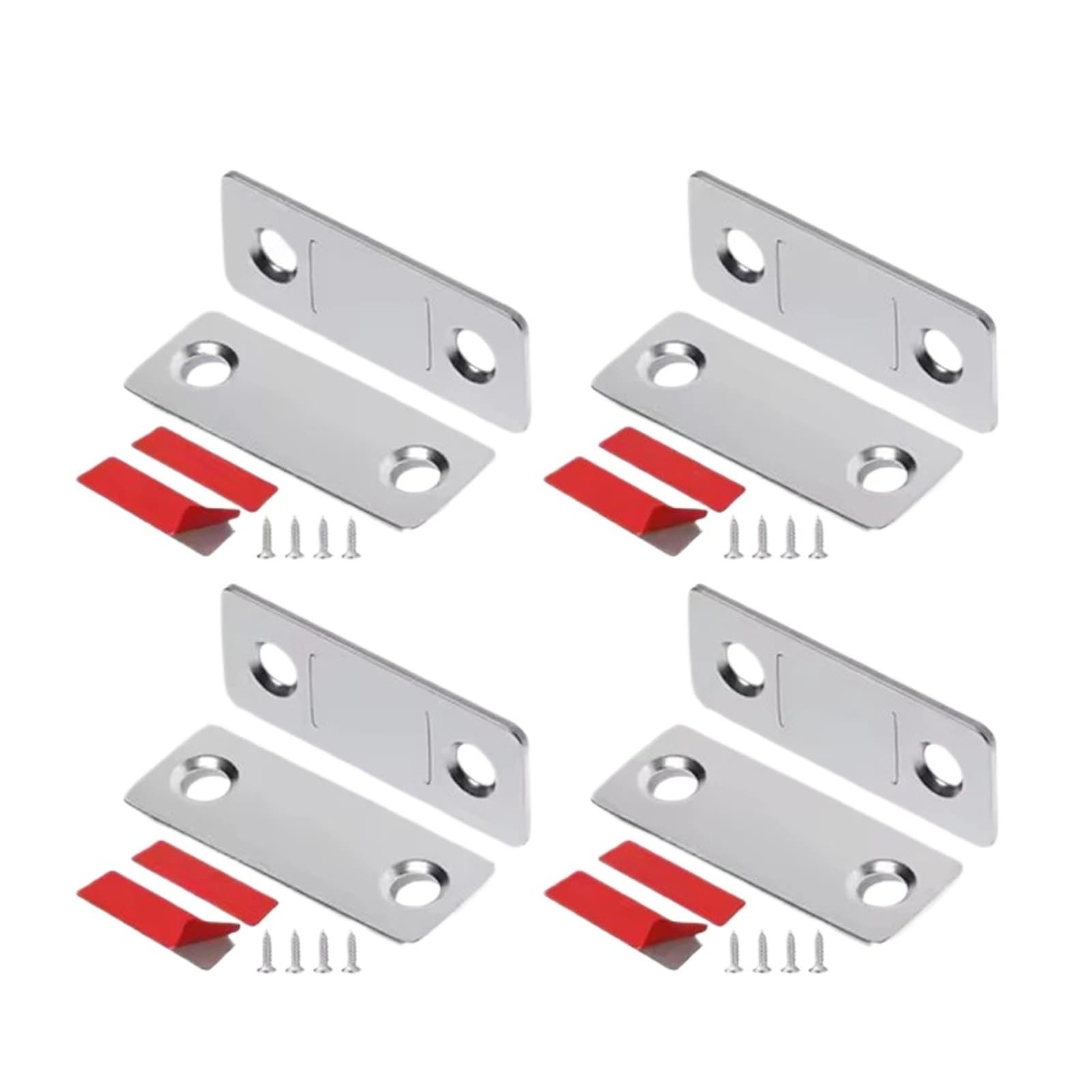 Xctdsvah 4 Set-Silver Cupboard Latch Household Cabinet Catches Door Stopper Patch Self-Adhesive Furniture Drawer Window Closer Latch(4 Set-Silver)