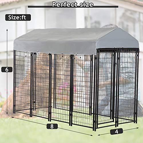 Large Dog Kennel Dog Crate Cage, Extra Large Welded Wire Pet Playpen with UV Protection Waterproof Cover and Roof… - Image 8
