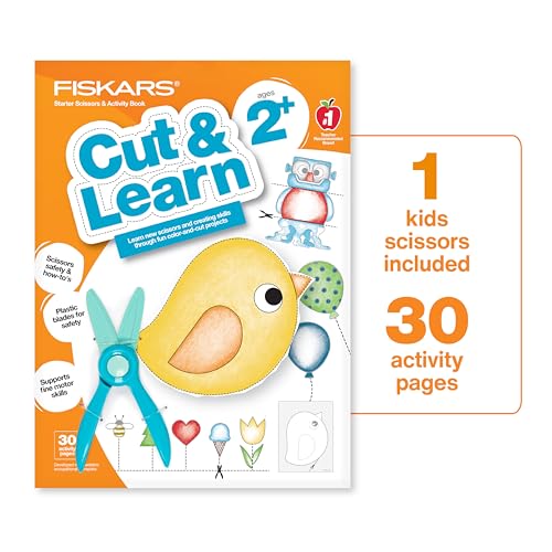 Image of Fiskars Cut & Learn Kids Activity Book with Starter Scissors - Gifts for Kids - Ages 2+