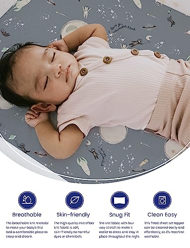 Image of TotAha Space Crib Fitted Sheet, Super Stretchy Jersey Star Crib Sheets, Buttery Soft Boy Crib Mattress Sheets, Ultra Breathable Baby Bed Sheets 28x52x9 Extra Deep Pocket, 2 Pack