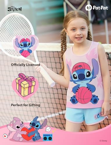 Image of Disney Stitch丨 Frozen丨 Minnie Mouse丨Princess丨Winnie Tank Top+Dolphin Shorts Girls Outfits Workout Athletic Set Summer