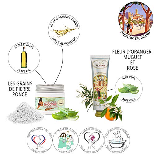 Un Air d'Antan® Caja Regalo Mujer 1 Exfoliante Manos 50ml, 2 Cremas Manos Hidratante JOIE con Manteca de Karite y Aloe… - Imagen 3