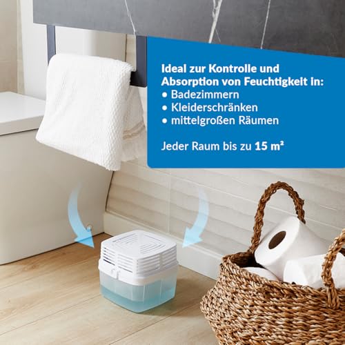Luftentfeuchter Anti- Feuchtigkeit Premium 450g- für Räume bis zu 15m²- Patentiertes Auslaufschutz- System- Nachfüllbar mit enthalten- Neutraler Duft- Humydry-5