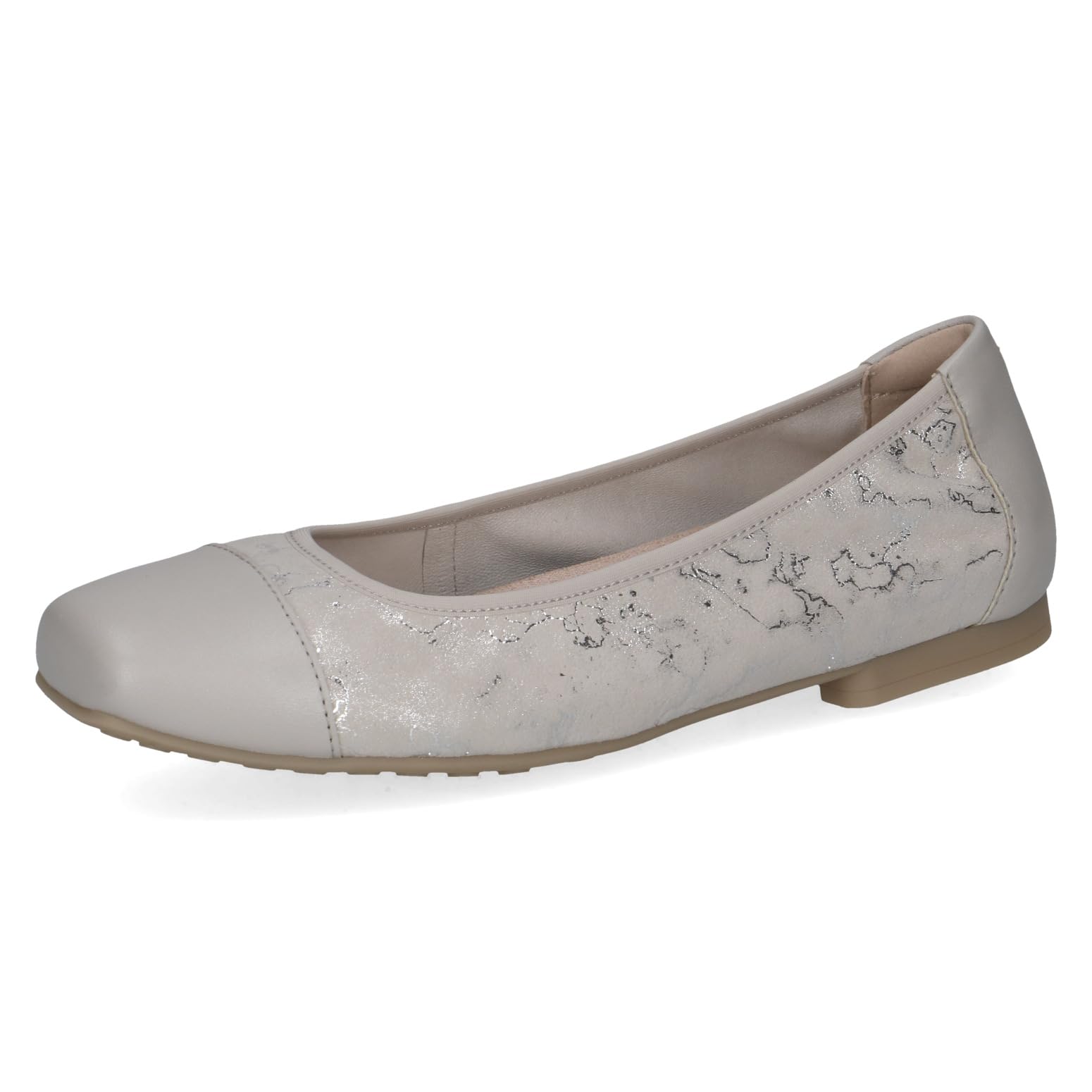 CAPRICE Women's Ballet Flats in Leather, White (White/LT.Grey), 7.5 UK