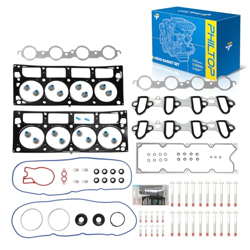 Image of PHILTOP HS26192PT2 Head Gasket Set Compatible with Silverado 2500 HD 2004-2007, Express 3500 2004-2007, GMC Sierra 2500 HD 2004-2007, Hummer H2 2004-2007, Cadillac Escalade 2004-2005